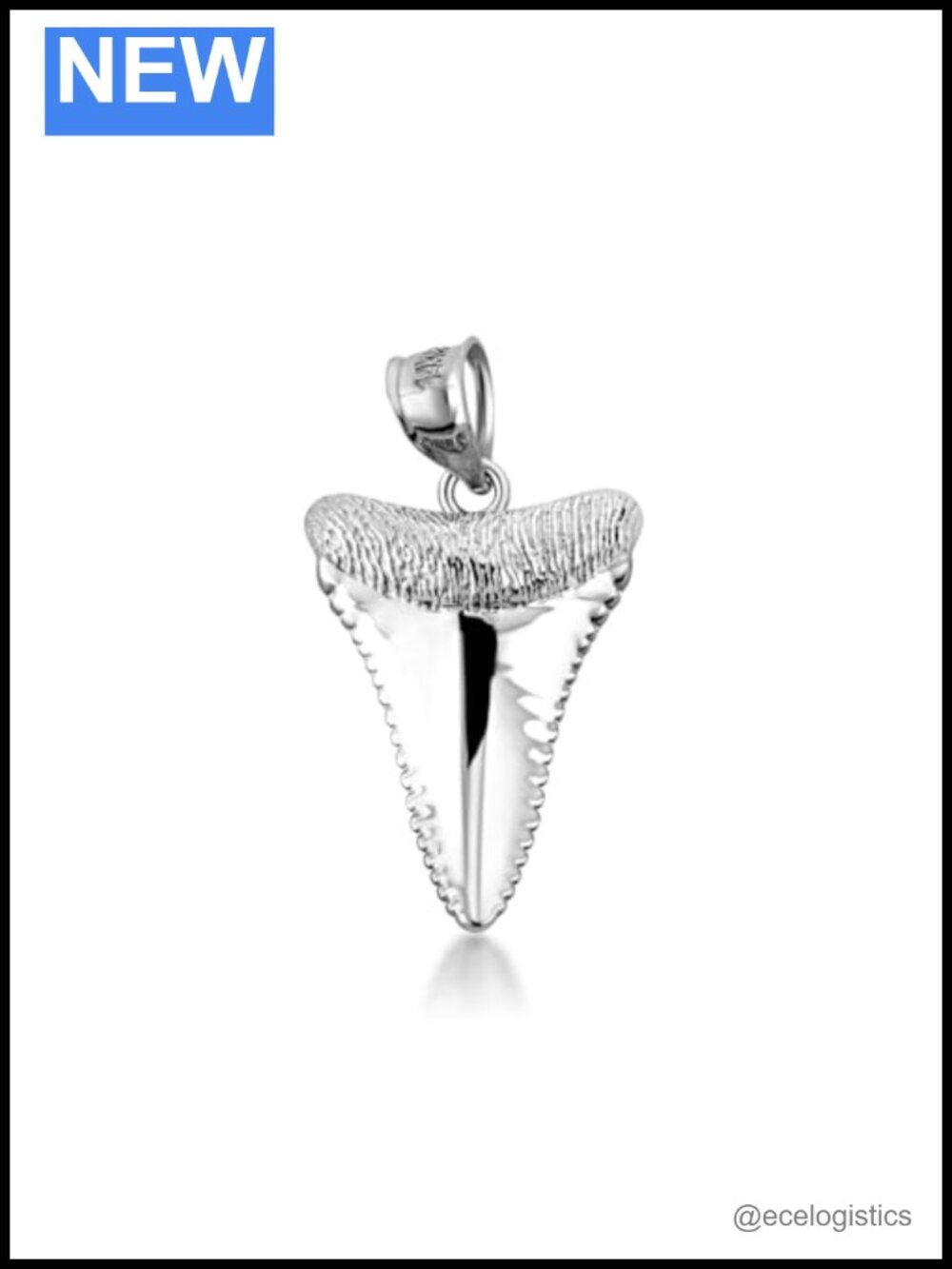 Sterling Silver Shark Tooth Pendant Necklace Unisex Ocean Jewelry